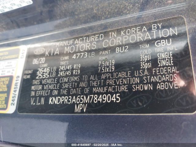 KNDPR3A65M7849045 KIA Sportage Sx Turbo