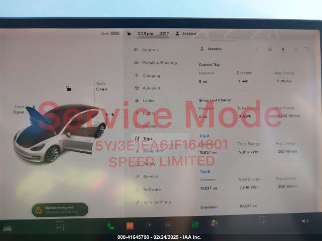 5YJ3E1EA6JF164801 Tesla Model 3 Long Range/mid Range
