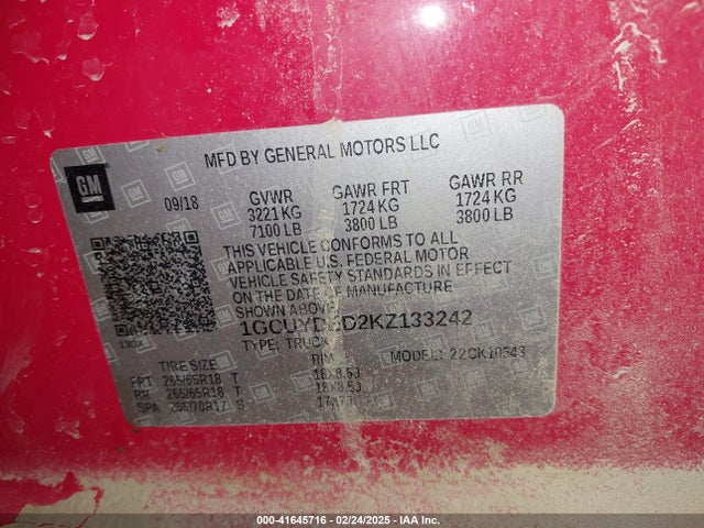 1GCUYDED2KZ133242 Chevrolet Silverado 1500 Lt