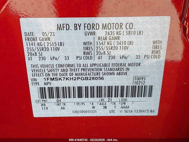 Ford Explorer St-line 2023 1FMSK7KH2PGB28056 Image 9