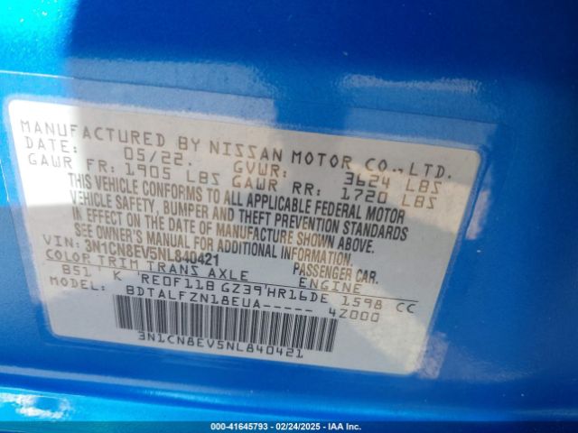 3N1CN8EV5NL840421 Nissan Versa 1.6 Sv Xtronic Cvt