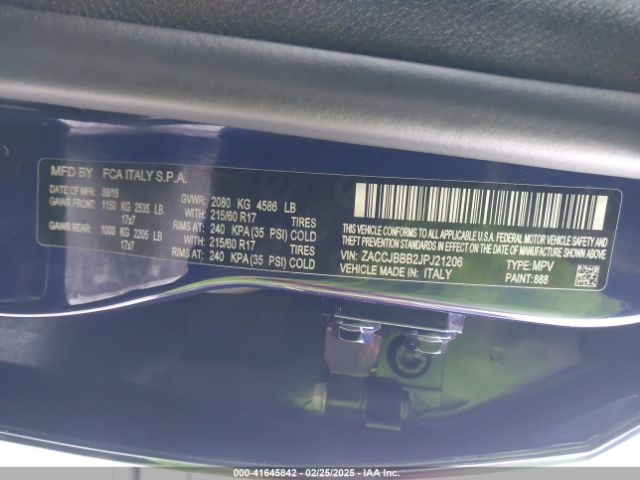 ZACCJBBB2JPJ21206 Jeep Renegade Latitude 4x4