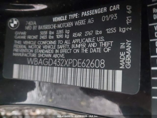 1993 BMW 740 WBAGD432XPDE62608 Photo 8