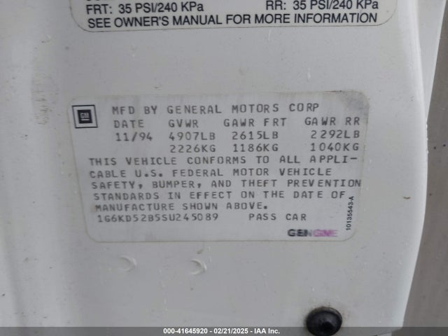 1995 CADILLAC DEVILLE 1G6KD52B5SU245089 Photo 8
