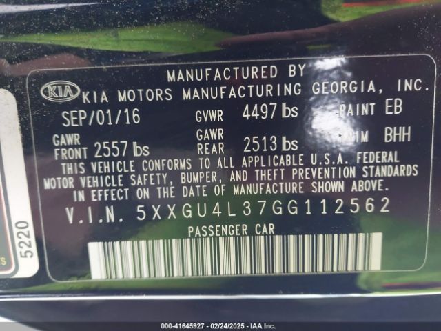 5XXGU4L37GG112562 KIA OPTIMA EX