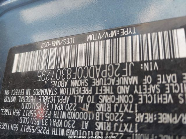 JF2GPADC0F8307295 Subaru Xv Crosstrek 2.0i Premium