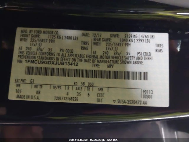 1FMCU9GDXJUB13412 Ford ESCAPE SE