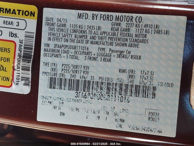 3FA6P0PU0GR111016 Ford Fusion Energi Se Luxury