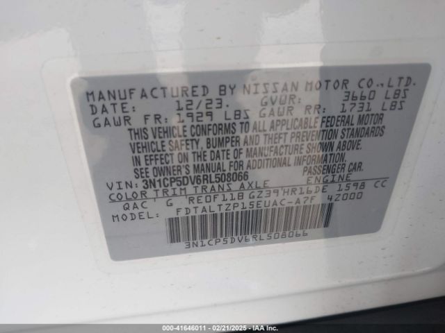 3N1CP5DV6RL508066 Nissan KICKS SR
