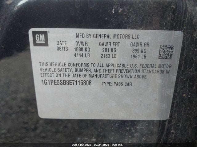 1G1PE5SB8E7116808 Chevrolet Cruze 2lt Auto