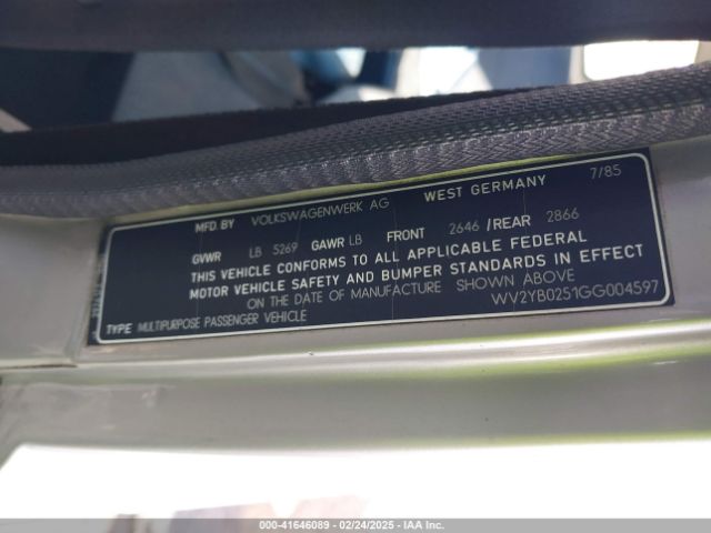 1986 VOLKSWAGEN VANAGON WV2YB0251GG004597 Photo 8