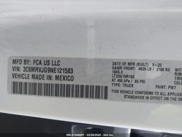 2022 RAM PROMASTER 3500 3C6MRVJG9NE121583 Photo 8