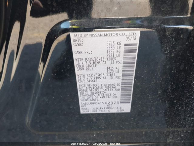 5N1DL0MN0KC502373 Infiniti QX60 LUXE