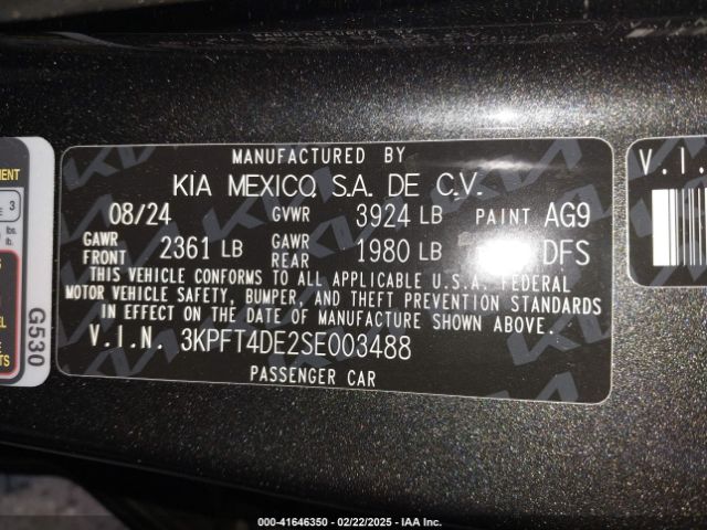 3KPFT4DE2SE003488 KIA K4 Lx