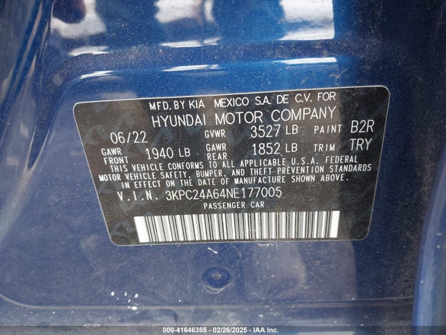 Hyundai ACCENT SE 2022 3KPC24A64NE177005 Image 9