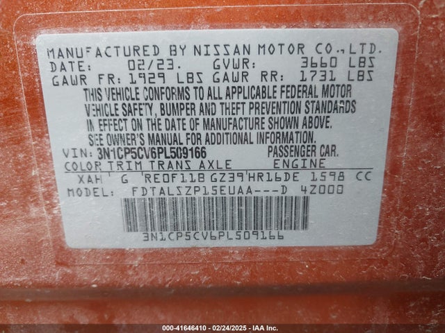 3N1CP5CV6PL509166 Nissan Kicks Sv Xtronic Cvt