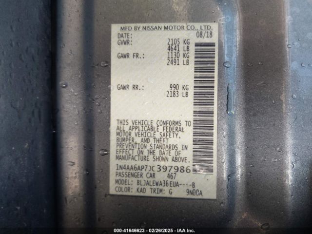 1N4AA6AP7JC397986 Nissan Maxima 3.5 Sl