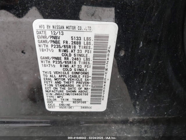 JN8AZ1MU1EW408786 Nissan 2014