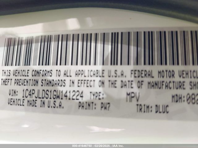1C4PJLDS1GW141224 Jeep Cherokee Limited