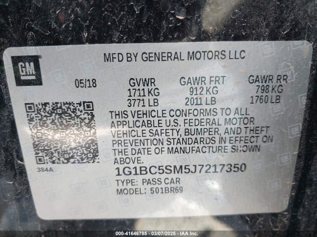 1G1BC5SM5J7217350 Chevrolet Cruze Ls Auto