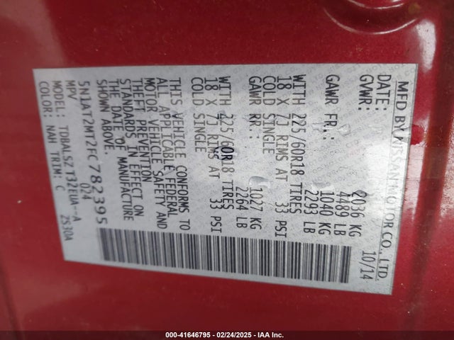Nissan Rogue Sl 2015 5N1AT2MT2FC782395 Image 9