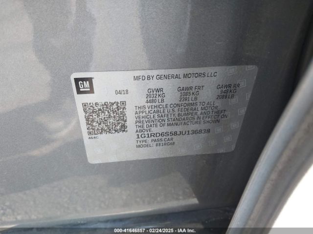 1G1RD6S58JU136838 Chevrolet Volt Premier