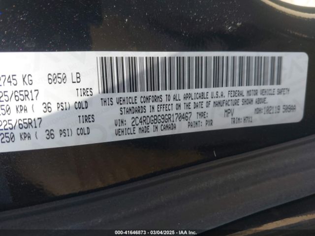 2C4RDGBG9GR170467 Dodge Grand Caravan American Value Pkg