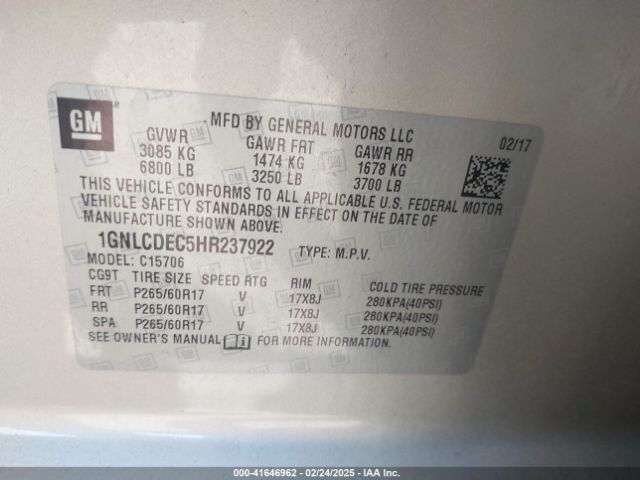 1GNLCDEC5HR237922 Chevrolet Tahoe Commercial Fleet