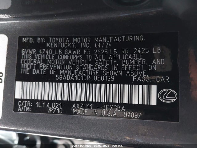 Lexus a25a-fxs, 3nm 2024 58ADA1C10RU050139 Image 9