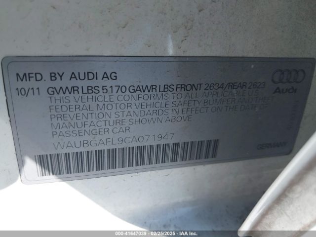 2012 AUDI S4 WAUBGAFL9CA071947 Photo 8