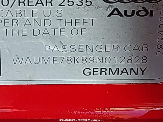 2009 AUDI A4 WAUMF78K89N012828 Photo 8