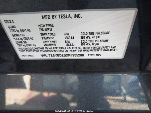 7SAYGDEDXRF205280 Tesla Model Y Long Range Dual Motor All-wheel Drive/rwd