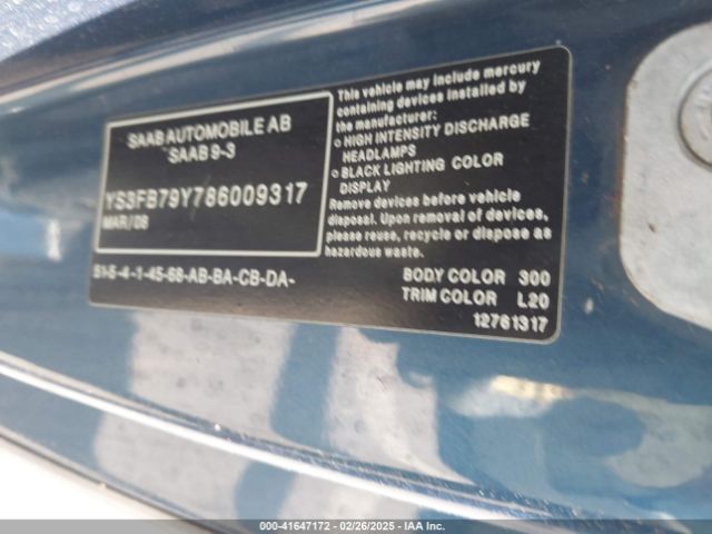 2008 SAAB 9-3 YS3FB79Y786009317 Photo 8