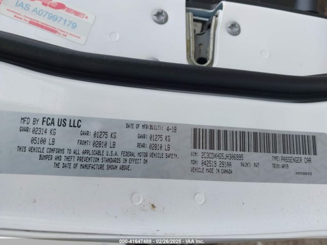 2C3CDXHG5JH306995 Dodge Charger Sxt Plus Rwd