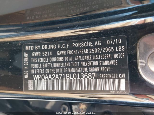 2011 PORSCHE PANAMERA WP0AA2A71BL013687 Photo 8