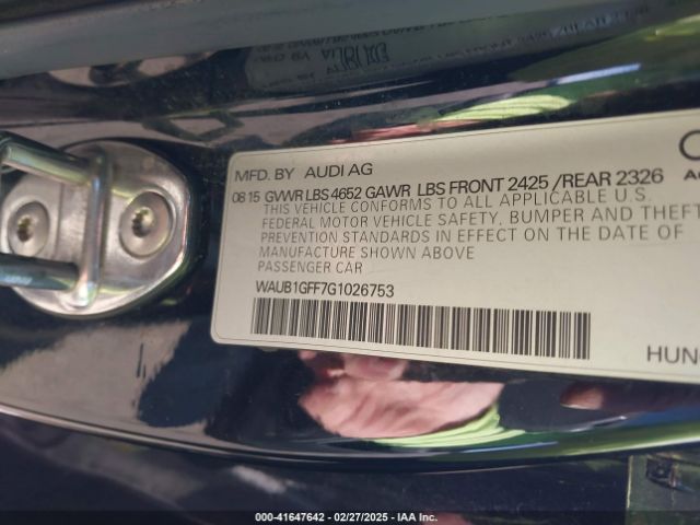 WAUB1GFF7G1026753 Audi S3 2.0t Premium Plus