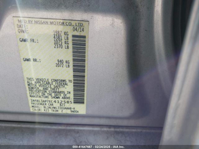 1N4BL3AP7EC412585 Nissan Altima 3.5 Sl