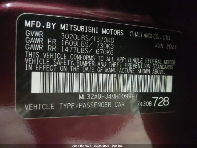 2021 MITSUBISHI MIRAGE ML32AUHJ4MH009997 Photo 8
