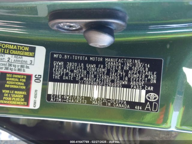 2T1BPRHE5FC266895 Toyota Corolla Le Eco Plus