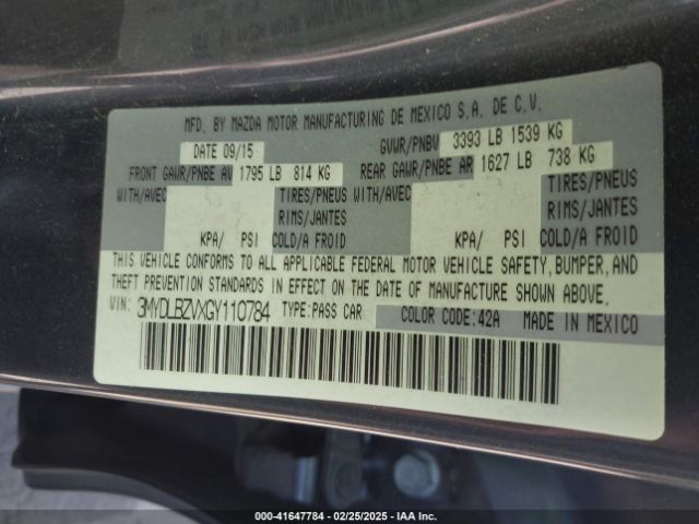 3MYDLBZVXGY110784 Scion IA