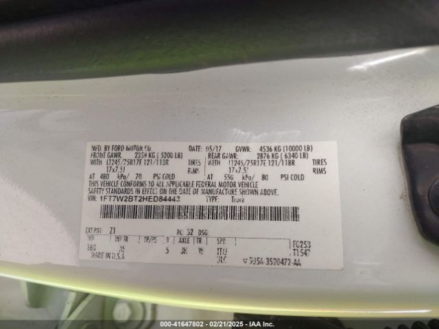 1FT7W2BT2HED84443 Ford F-250 Xl