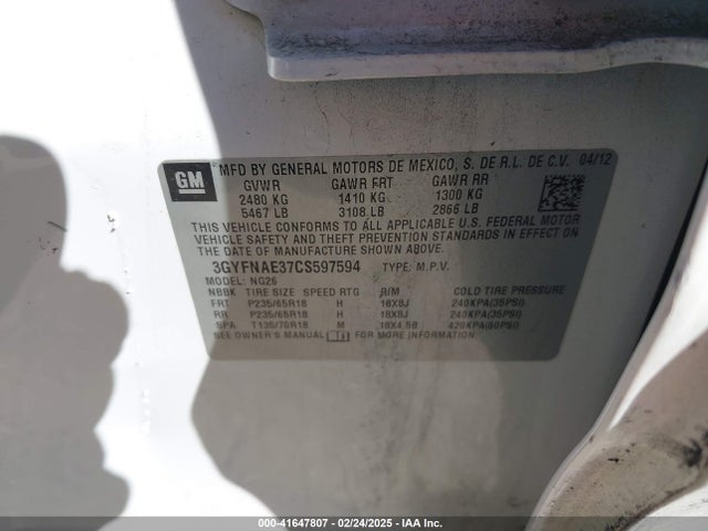 2012 CADILLAC SRX 3GYFNAE37CS597594 Photo 8