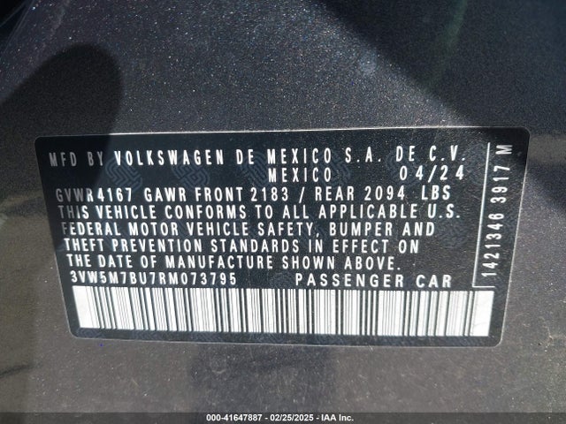 3VW5M7BU7RM073795 Volkswagen Jetta 1.5t S