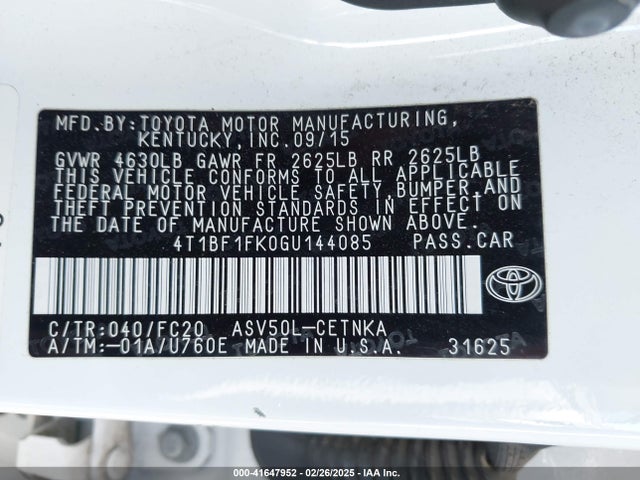 Toyota CAMRY LE 2016 4T1BF1FK0GU144085 Image 9