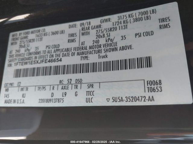 1FTEW1E5XJFE46654 Ford F-150 King Ranch