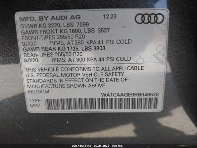 WA1CAAGE9RB049520 Audi Q8 E-tron S Line Premium Plus Quattro
