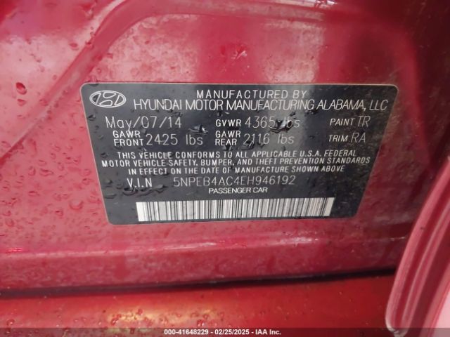 5NPEB4AC4EH946192 Hyundai SONATA GLS