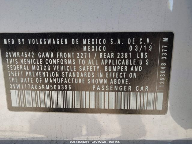 3VW117AU5KM509395 Volkswagen Golf Sportwagen 1.8t S