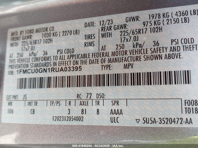 Ford Escape Active 2024 1FMCU0GN1RUA03395 Image 9