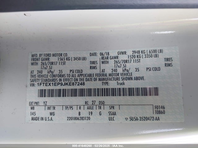 Ford F-150 Xl 2018 1FTEX1EP9JKE87248 Image 9